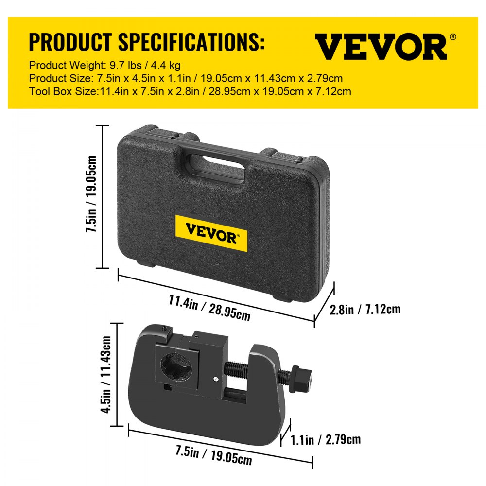 Manual A/C hose crimper kit with four dies and a black carrying case with handle.