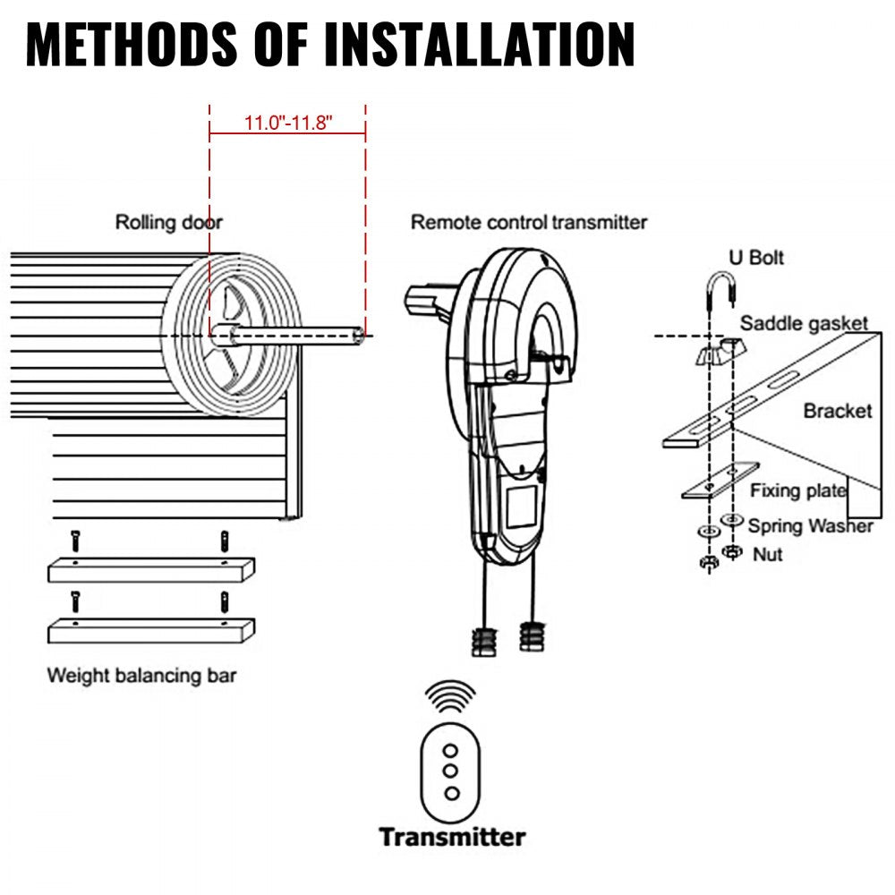Garage Roller Door Opener, 800 N Lift Force 164 ft Remote Control, 110V Electric Roller Gate Opener, Auto Garage Roller Gate Opener Kit with 2 Remote, Apply for Garage Store