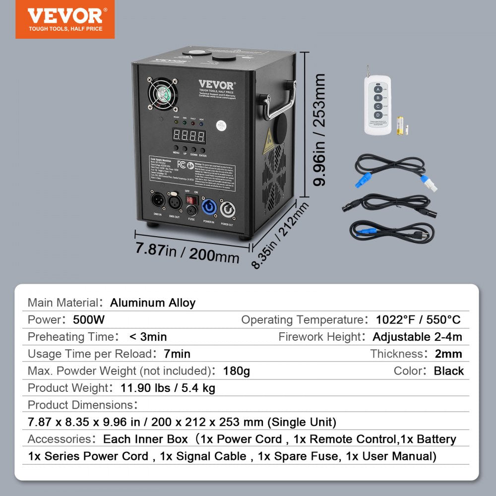 Cold Spark Firework Machine 500W 6.6-13ft Stage DJ Wedding Event Party