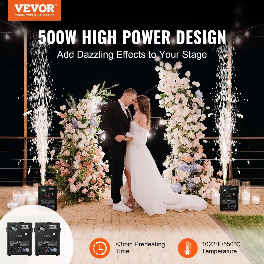 Cold Spark Firework Machine x2 500W 6.6-13ft Stage DJ Wedding Event Party