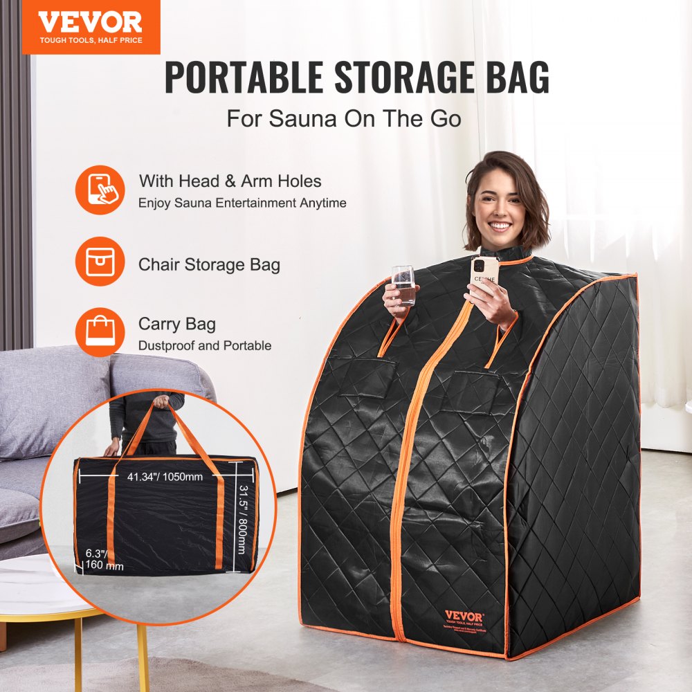 Sauna Blanket for Detoxification, 1050W Portable Far Infrared Sauna Tent for Home, 104 - 167℉, 1-60 Minutes Timer , Personal Sauna Box for Home Spa Indoor Black 27.56 x 31.5 x 38.58 inch