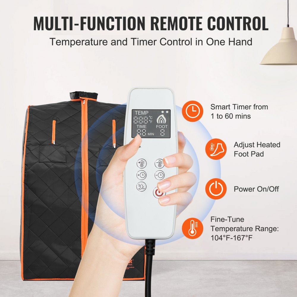 Sauna Blanket for Detoxification, 1050W Portable Far Infrared Sauna Tent for Home, 104 - 167℉, 1-60 Minutes Timer , Personal Sauna Box for Home Spa Indoor Black 27.56 x 31.5 x 38.58 inch