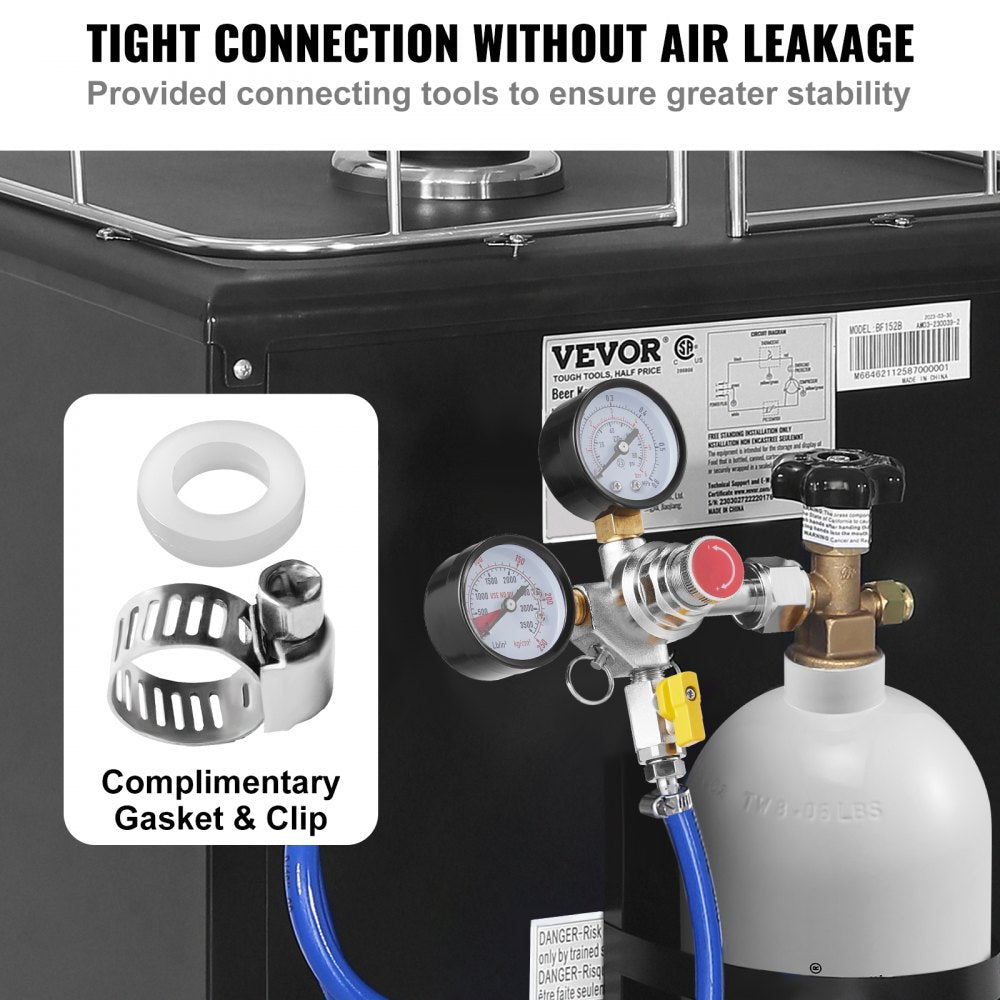 Double Gauge Regulator, CO2 Regulator Gauge with 0-60PSI, Heavy Duty CO2 Gauge Gas System, Draft Beer Regulator with Check Valve, Adjustable Pressure Regulator for Draft Beer Homebrew, CGA320