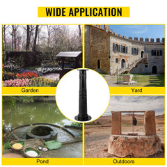 Antique Hand Water Pump Stand Pitcher Pump Stand Cast Iron Well Pump Stand w/Pre-set 0.5" Holes for Easy Installation Old Fashion Pitcher Hand Pump Stand for Home Yard Pond Garden Outdoors Black