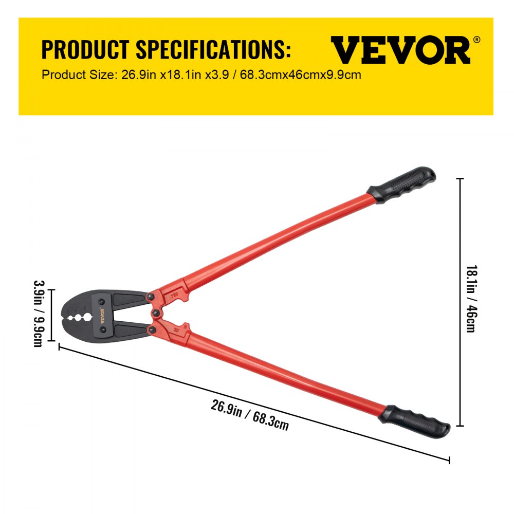 A 30-inch hand swager crimper tool made of alloy steel for crimping 5/32- to 5/16-inch wire rope.