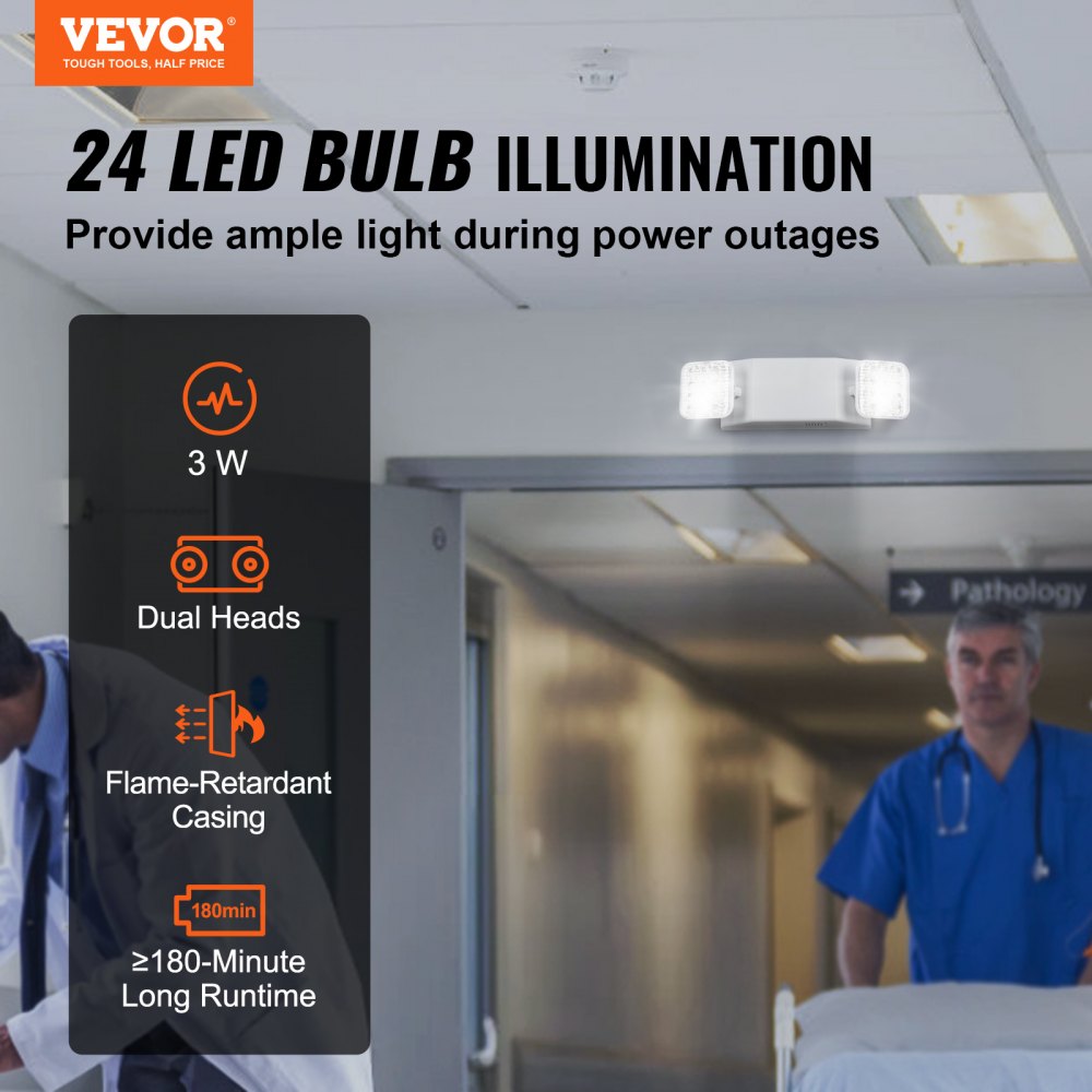24 PCs Commercial Emergency Light LED Exit Lighting Fixture Backup Battery