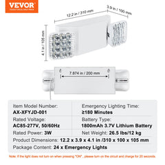 24 PCs Commercial Emergency Light LED Exit Lighting Fixture Backup Battery
