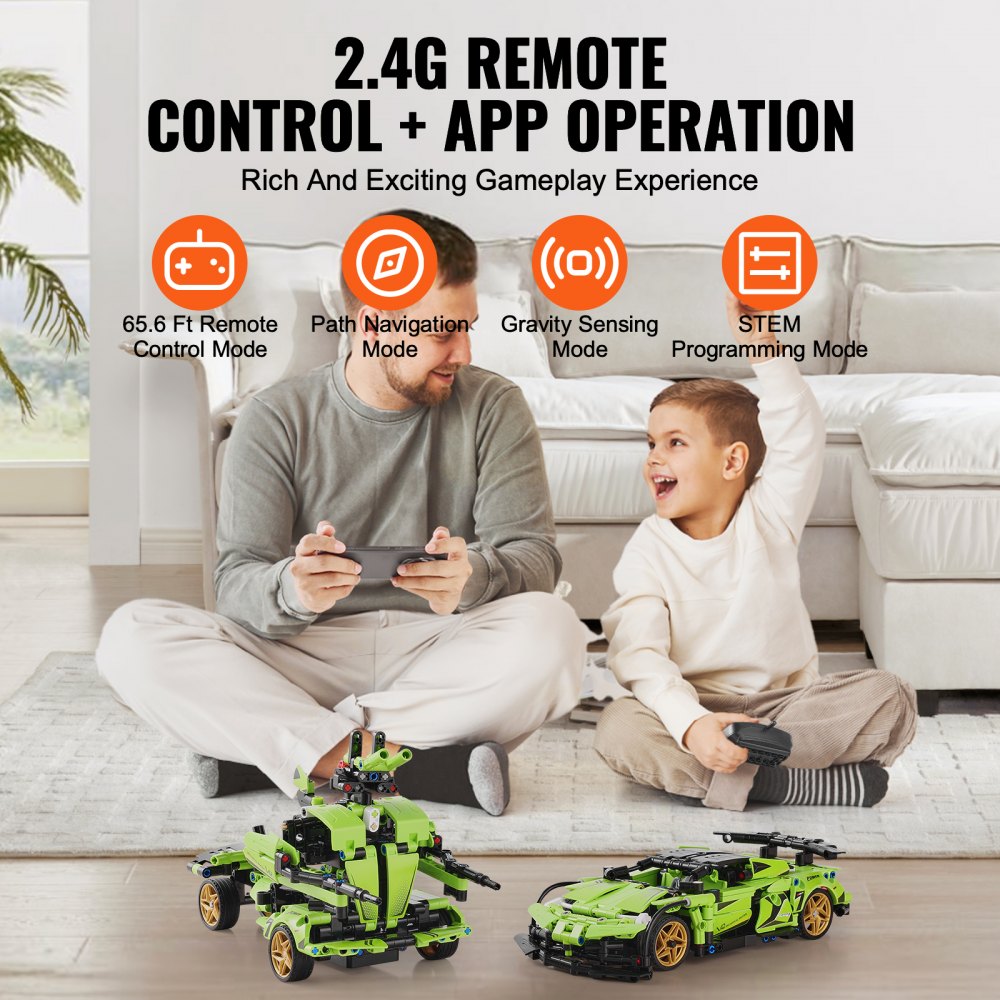 STEM Building Toys for Kids 2 in 1 App & Remote Control Car/Robot 461 PCS