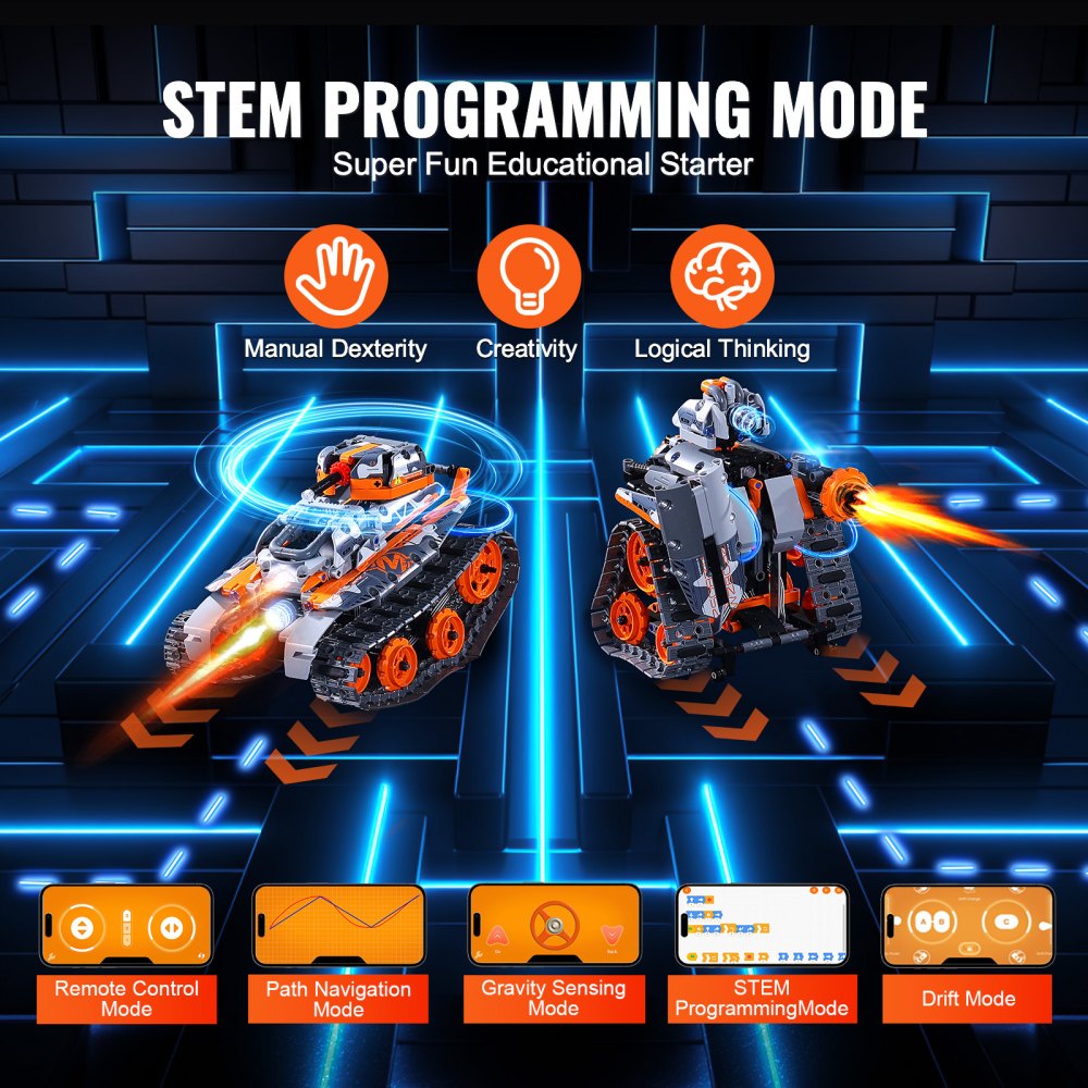 STEM Building Toys for Kids 5 in 1 App & Remote Control Car/Robot 554 PCS