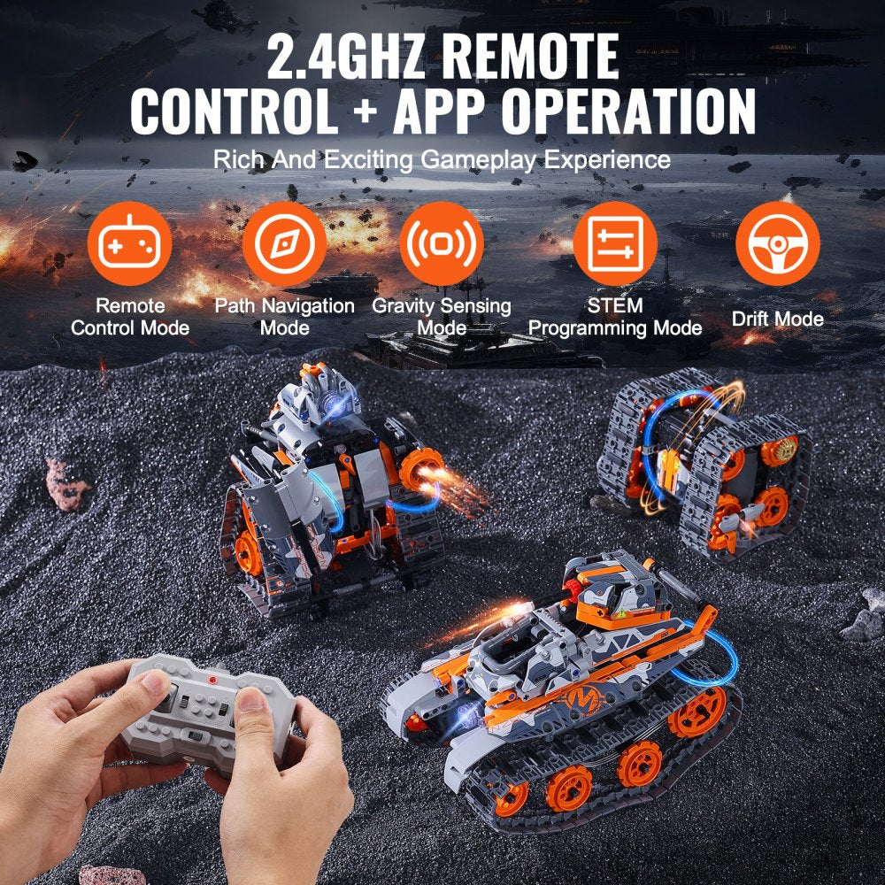 STEM Building Toys for Kids 5 in 1 App & Remote Control Car/Robot 554 PCS