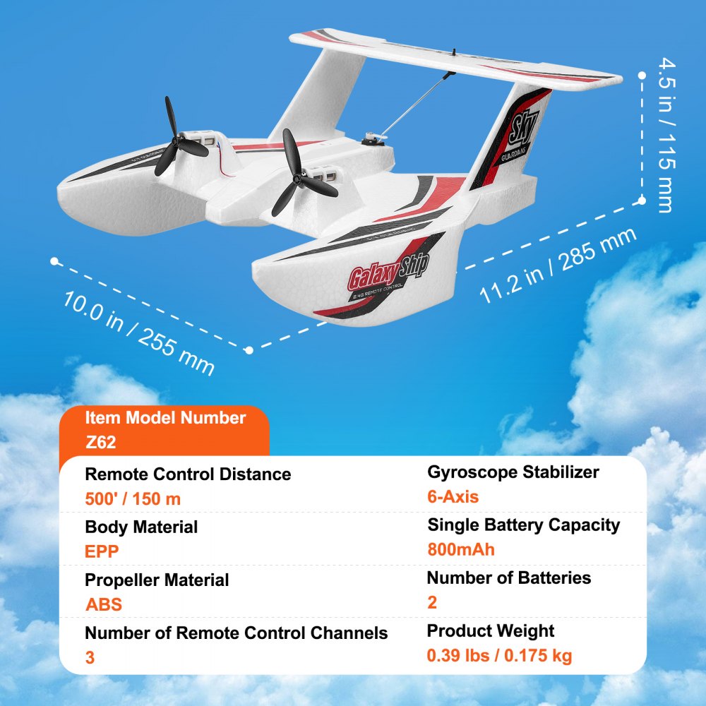 RC Airplane Amphibious EPP Foam RC Plane Toy with 2.4 GHz Remote Control