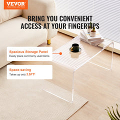 Acrylic Coffee Table, C-Shaped Clear Acrylic End Table, 16.3 inch high Transparent Acrylic Side Table, for Coffee, Drink, Food, Snack used in Living Room, Courtyard, Terrace