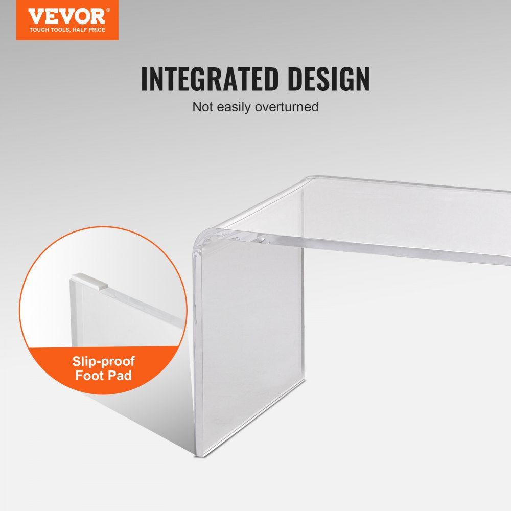 Acrylic Coffee Table, C-Shaped Clear Acrylic End Table, 16.3 inch high Transparent Acrylic Side Table, for Coffee, Drink, Food, Snack used in Living Room, Courtyard, Terrace