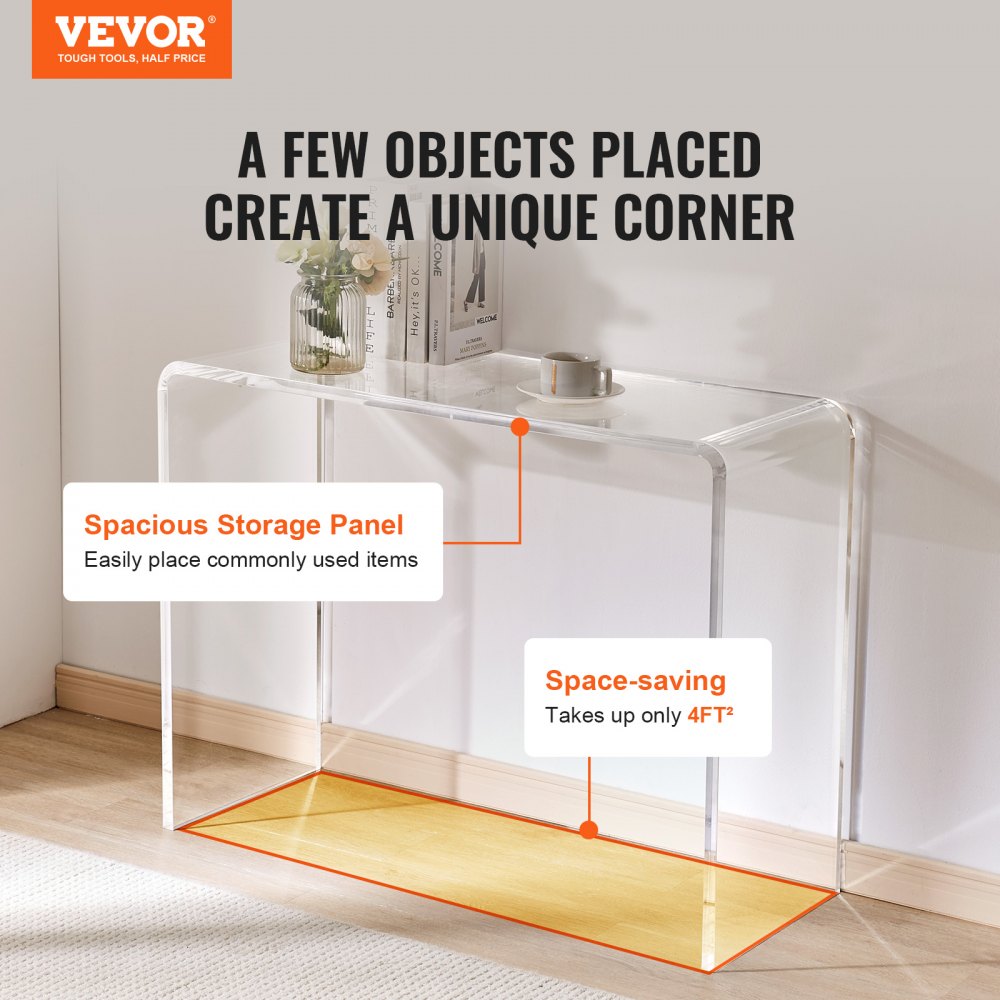 Acrylic Console Table, Clear Acrylic End Table, Transparent Acrylic Side Table 38.2x15x29.3 inch, for Foyer, Living Room, Dining Room