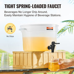 Beverage Dispenser, 3 Gallon Drink Dispensers for Parties, Plastic Juice Dispenser with Spigot and Lid, Iced Tea Lemonade Juice Water Dispenser, for Restaurants, Hotels, Parties, 2 Pack