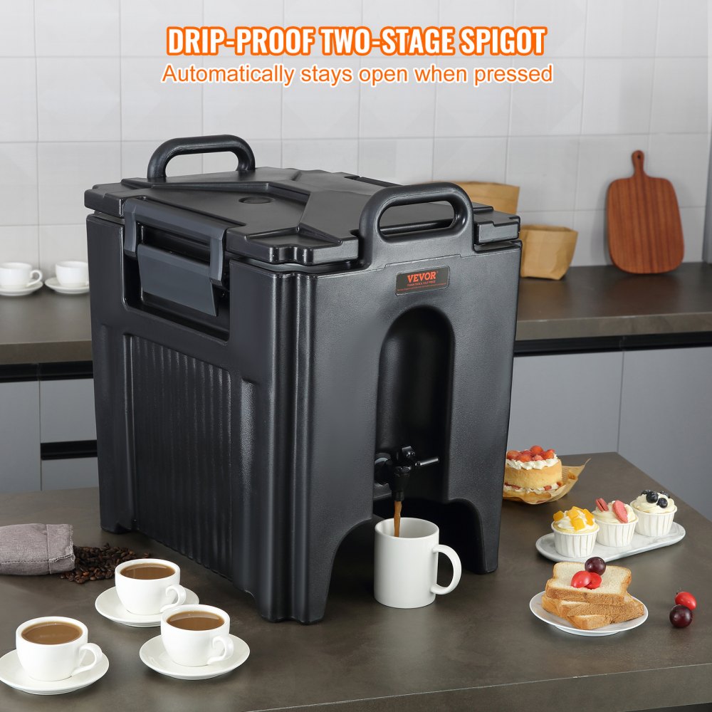 Insulated Beverage Dispenser, 10 Gallon, Food-grade LL9450UP Hot and Cold Beverage Server, Thermal Drink Dispenser Cooler with 1.18 in PU Layer Two-Stage Faucet Handle, for Restaurant Drink Shop