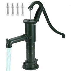 Antique Hand Water Pump 14.6 x 5.9 x 26 inch Pitcher Pump w/Handle Cast Iron Well Pump w/ Pre-set 0.5" Holes for Easy Installation Old Fashion Pitcher Hand Pump for Home Yard Ponds Garden Green