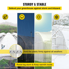 Spring Wire and Lock Channel,6.56ft Spring Lock & U-Channel Bundle for Greenhouse, 20 Packs PE Coated Spring Wire & Aluminum Alloy Channel, Plastic Poly Film or Shade Cloth Attachment w/Screws