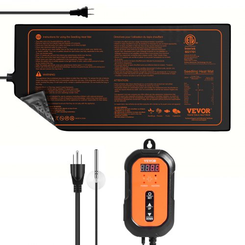 10"x 20.75" Seedling Heat Mat w/ Digital Thermostat Combo Set, MET-Listed Heating Pad for Seed Starting, Waterproof Seed Mats for Germination, Indoor Gardening, Hydroponic, Greenhouse, 1 Pack