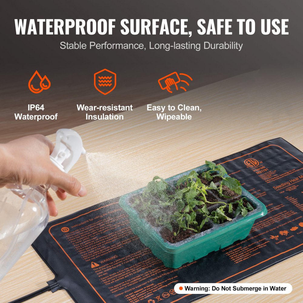 10"x 20.75" Seedling Heat Mat w/ Digital Thermostat Combo Set, MET-Listed Heating Pad for Seed Starting, Waterproof Seed Mats for Germination, Indoor Gardening, Hydroponic, Greenhouse, 1 Pack