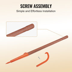 Wooden log lifter with 46.5" handle and adjustable iron hook for logs up to 18".