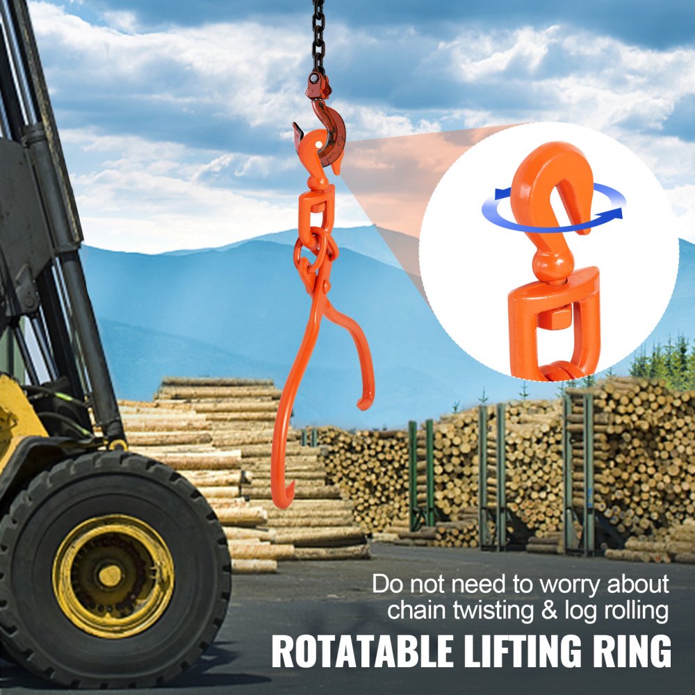 Log Skidding Tongs, 18 inch 2 Claw Log Lifting Tongs, Heavy Duty Rotating Steel Lumber Skidding Tongs, 772 lbs/350 kg Loading Capacity, Log Lifting, Handling, Dragging & Carrying Tool