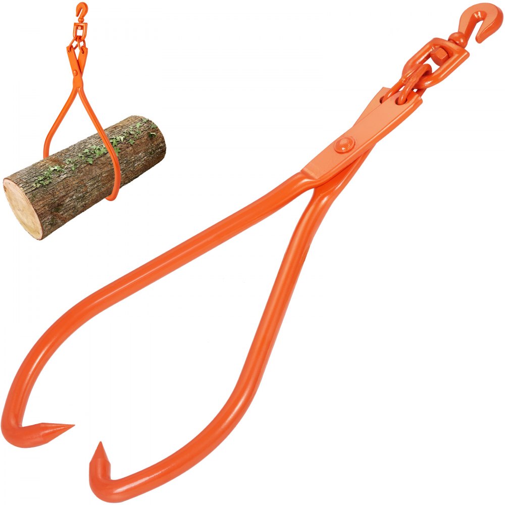 Log Skidding Tongs, 32 inch 2 Claw Log Lifting Tongs, Heavy Duty Rotating Steel Lumber Skidding Tongs, 1543 lbs/700 kg Loading Capacity, Log Lifting, Handling, Dragging & Carrying Tool
