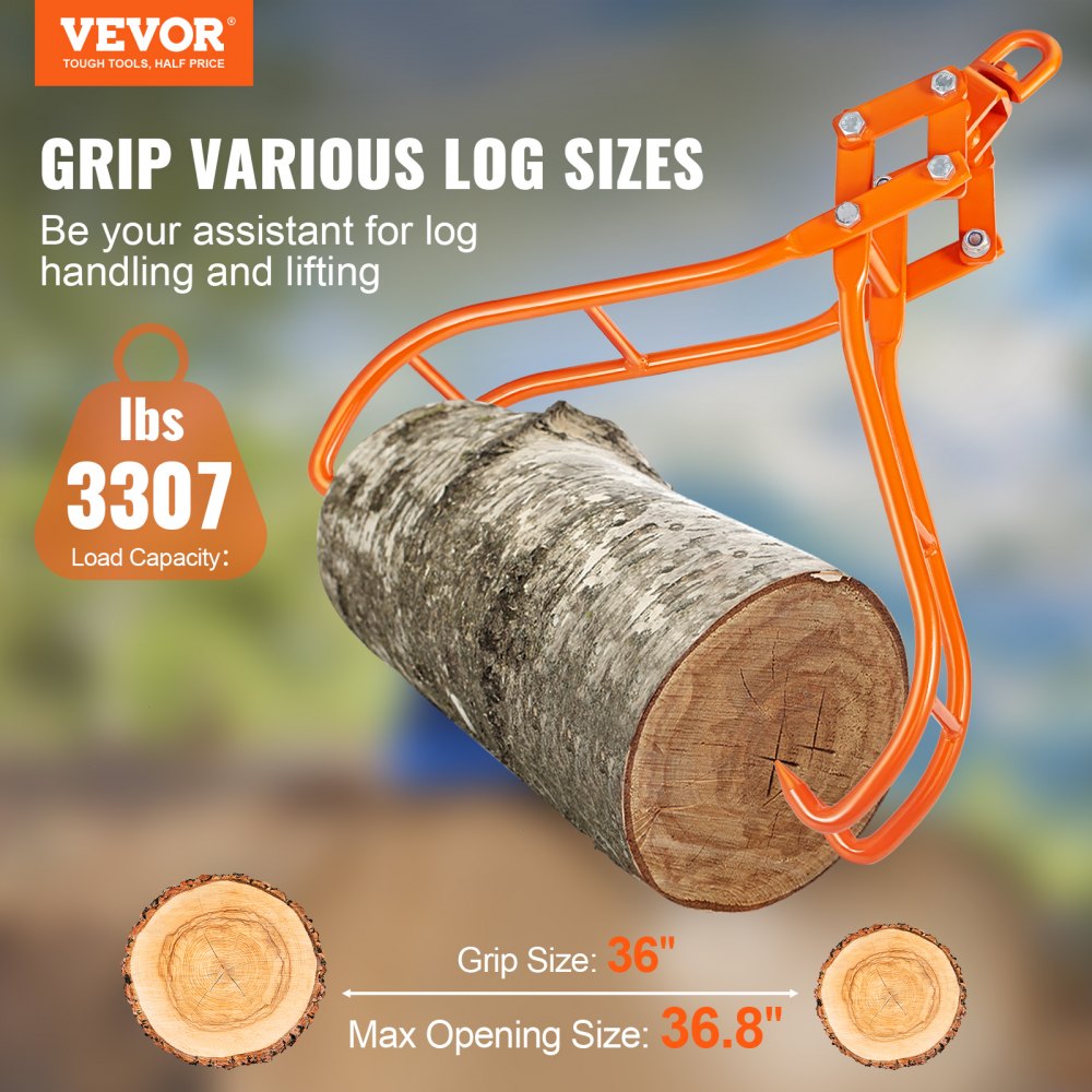 Timber Claw Hook, 36 inch 4 Claw Log Grapple for Logging Tongs, Swivel Steel Log Lifting Tongs, Eagle Claws Design with 3307 lbs/1500 kg Loading Capacity for Tractors, ATVs, Trucks, Forklifts