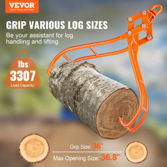 Timber Claw Hook, 36 inch 4 Claw Log Grapple for Logging Tongs, Swivel Steel Log Lifting Tongs, Eagle Claws Design with 3307 lbs/1500 kg Loading Capacity for Tractors, ATVs, Trucks, Forklifts