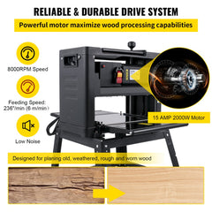 Bostome 12.5" thickness planer with 2000W motor and adjustable thickness settings.