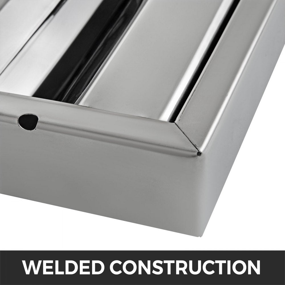 Stainless steel range hood filters in a 6-pack, measuring 20x25 inches each, with side handles.