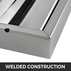 Stainless steel range hood filters in a 6-pack, measuring 20x25 inches each, with side handles.