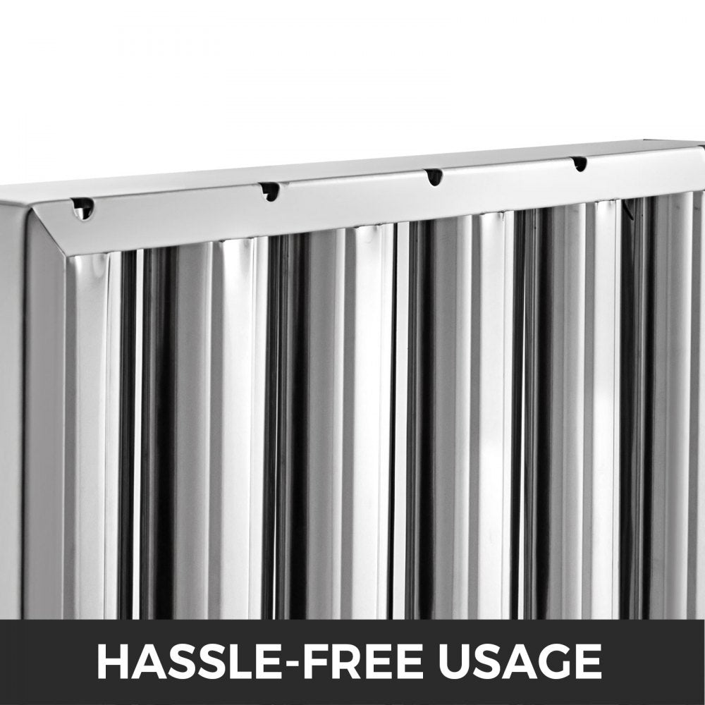 Six 20x16 inch 430 stainless steel 5-groove hood filters are shown.