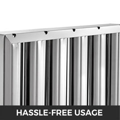 Six 20x16 inch 430 stainless steel 5-groove hood filters are shown.