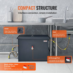 30LBS Commercial Grease Interceptor Trap Carbon Steel Waste Water Filter