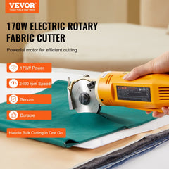 Bostome 170W Electric Rotary Fabric Cutter with octagonal blade for cutting leather and fabrics.