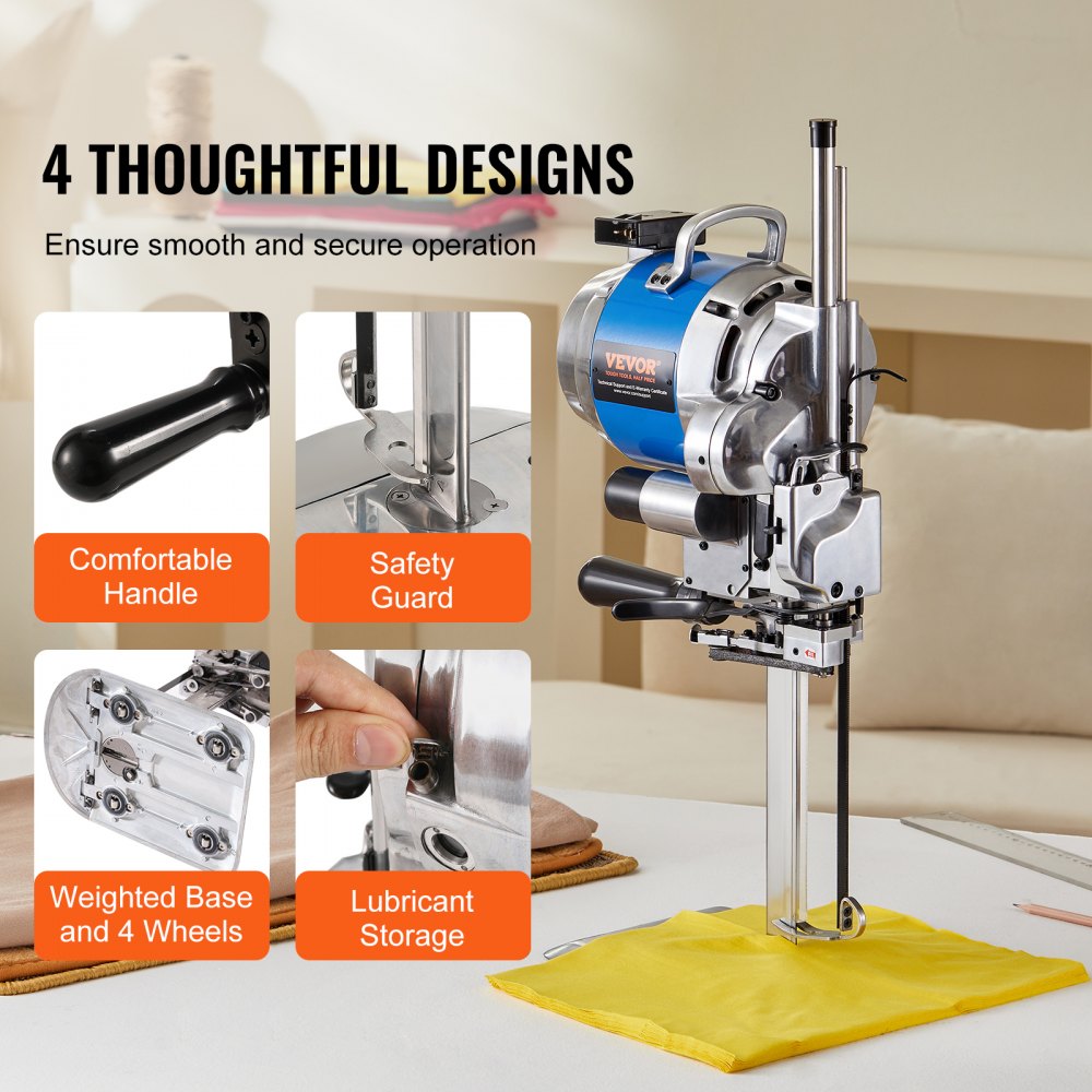 Bostome 750W Industrial Fabric Cutter with 9.8" alloy steel blade and ergonomic design.
