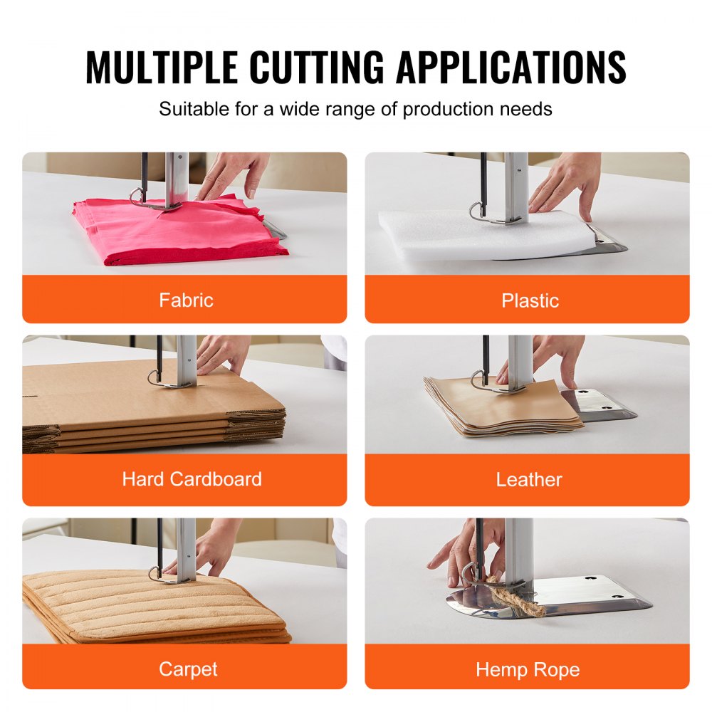 Bostome 750W Industrial Fabric Cutter with a 9.8" alloy steel straight blade and ergonomic design.