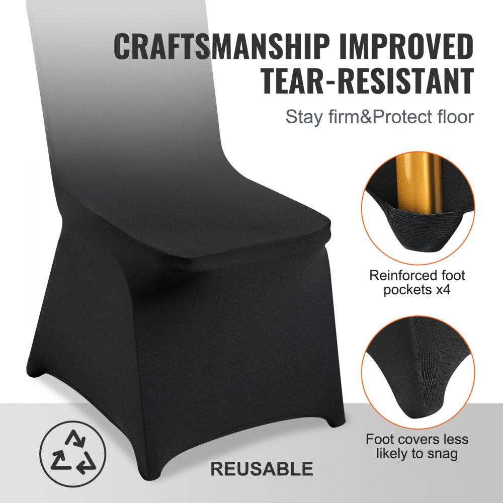 Stretch Spandex Folding Chair Covers, Universal Fitted Chair Cover, Removable Washable Protective Slipcovers, for Wedding, Holiday, Banquet, Party, Celebration, Dining (30PCS Black)