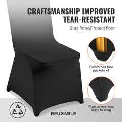 Stretch Spandex Folding Chair Covers, Universal Fitted Chair Cover, Removable Washable Protective Slipcovers, for Wedding, Holiday, Banquet, Party, Celebration, Dining (30PCS Black)