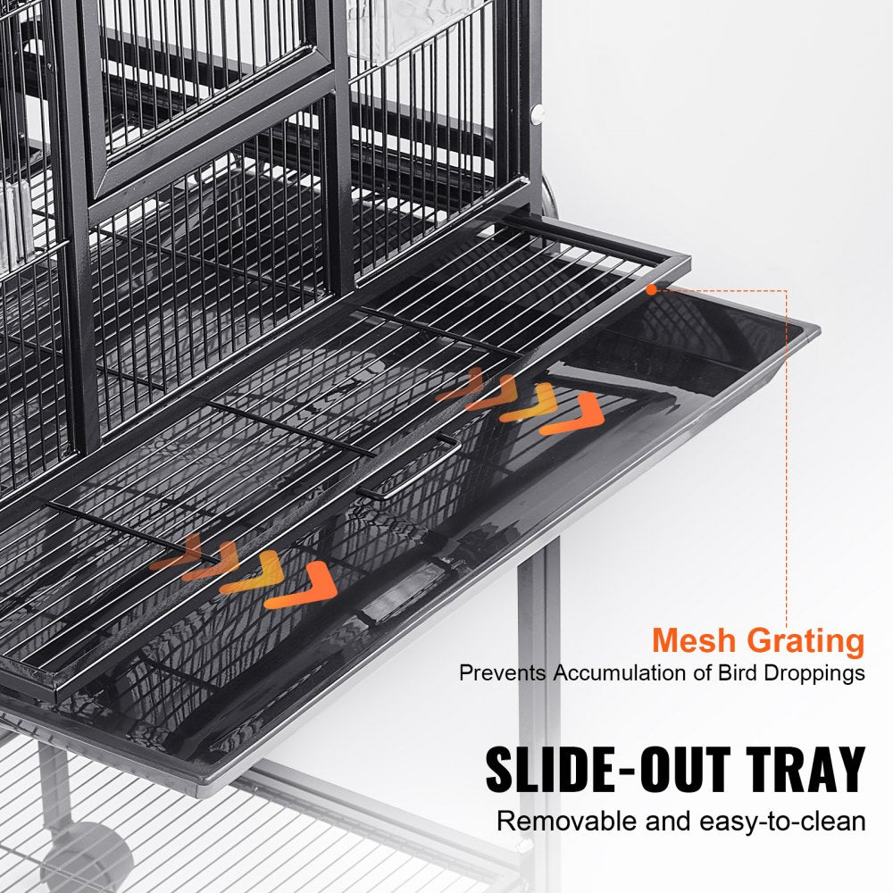 54-inch carbon steel bird cage with spacious design for parakeets, cockatiels, and parrots.