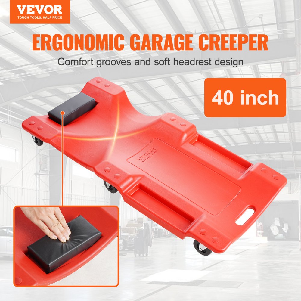 40 in Mechanic Plastic Creeper Automotive Rolling Garage 350 lbs HDPE