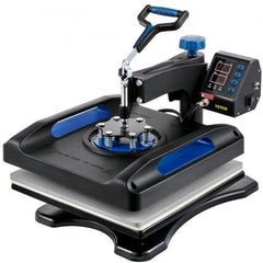 Blue SKYSHALO 15x15 digital heat press machine with 360 swing-away arm and control panel.