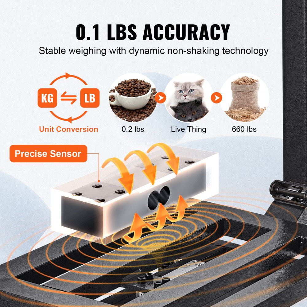 Computing Digital Platform Scale, 660 lbs Load, 0.1 lbs Accuracy Computing Floor Scale with LB/KG, Tare, Price Calculator, Stainless Steel High-Definition Display for Boxes, Luggages, FCC Listed