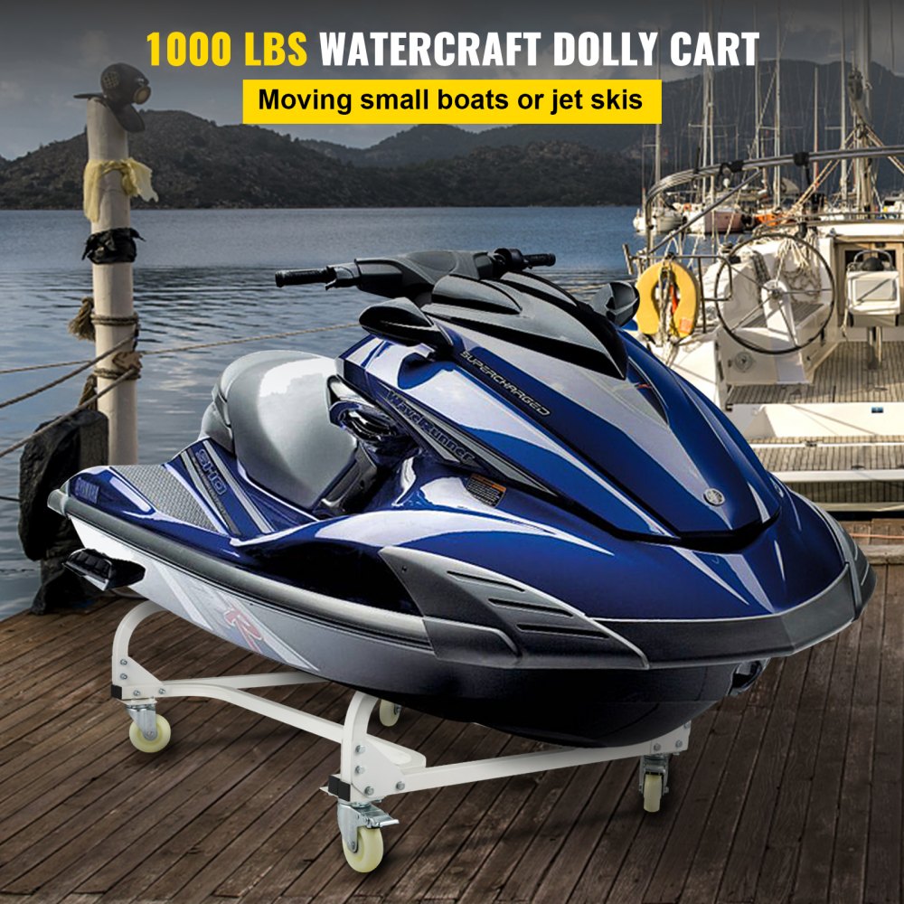 Jet Ski Dolly, 1000 LBS Capacity Hand Truck Dolly for Moving Watercraft PWC, Adjustable Width Jet Ski Moving Dolly with Four Casters & Two Brakes, Heavy Duty Dolly for Ski Fishing Boat Sailboat