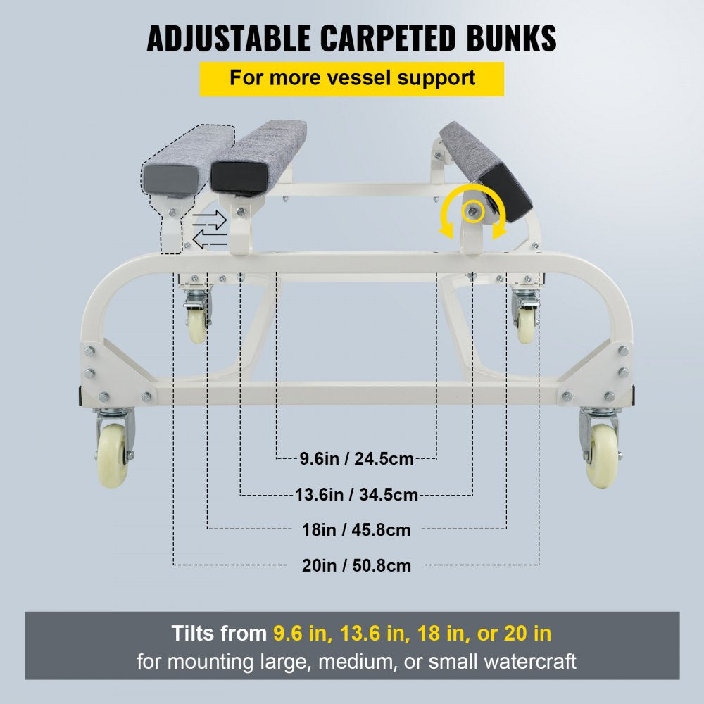 Jet Ski Dolly, 1000 LBS Capacity Hand Truck Dolly for Moving Watercraft PWC, Adjustable Width Jet Ski Moving Dolly with Four Casters & Two Brakes, Heavy Duty Dolly for Ski Fishing Boat Sailboat