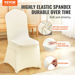 Stretch Spandex Folding Chair Covers, Universal Fitted Chair Cover, Removable Washable Protective Slipcovers, for Wedding, Holiday, Banquet, Party, Celebration, Dining (30PCS Ivory White)
