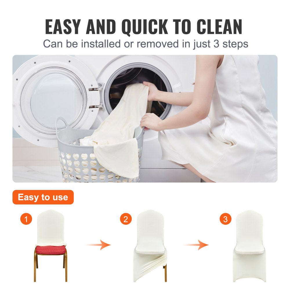 Stretch Spandex Folding Chair Covers, Universal Fitted Chair Cover, Removable Washable Protective Slipcovers, for Wedding, Holiday, Banquet, Party, Celebration, Dining (30PCS Ivory White)