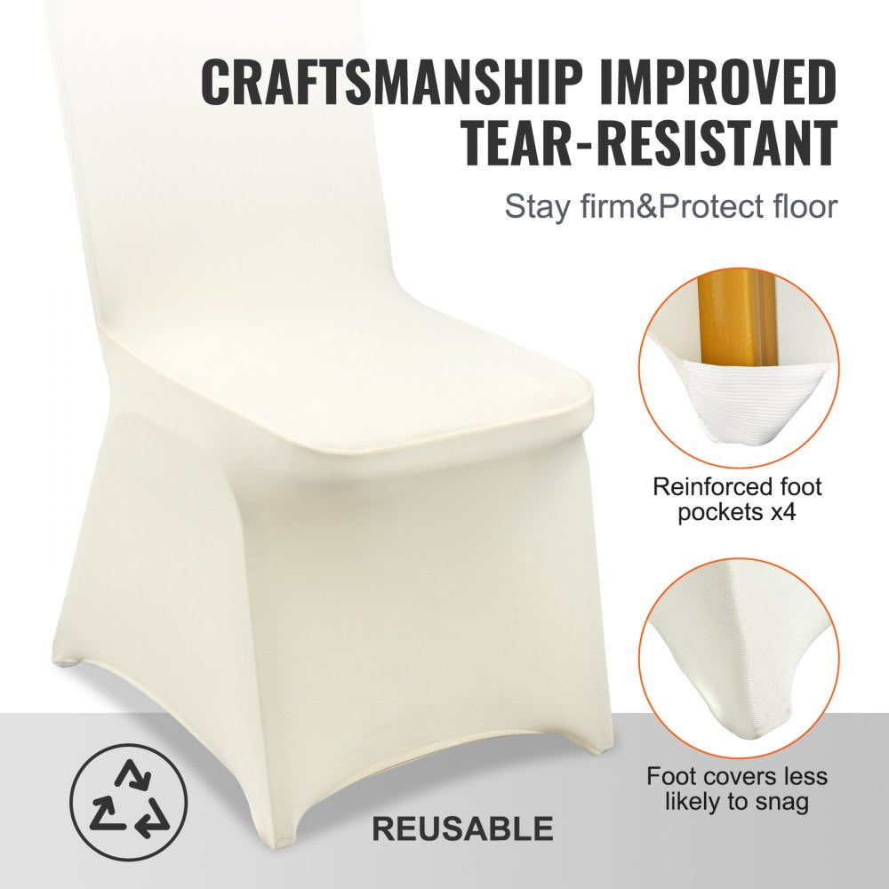 Stretch Spandex Folding Chair Covers, Universal Fitted Chair Cover, Removable Washable Protective Slipcovers, for Wedding, Holiday, Banquet, Party, Celebration, Dining (30PCS Ivory White)