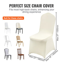 Stretch Spandex Folding Chair Covers, Universal Fitted Chair Cover, Removable Washable Protective Slipcovers, for Wedding, Holiday, Banquet, Party, Celebration, Dining (50PCS Ivory White)